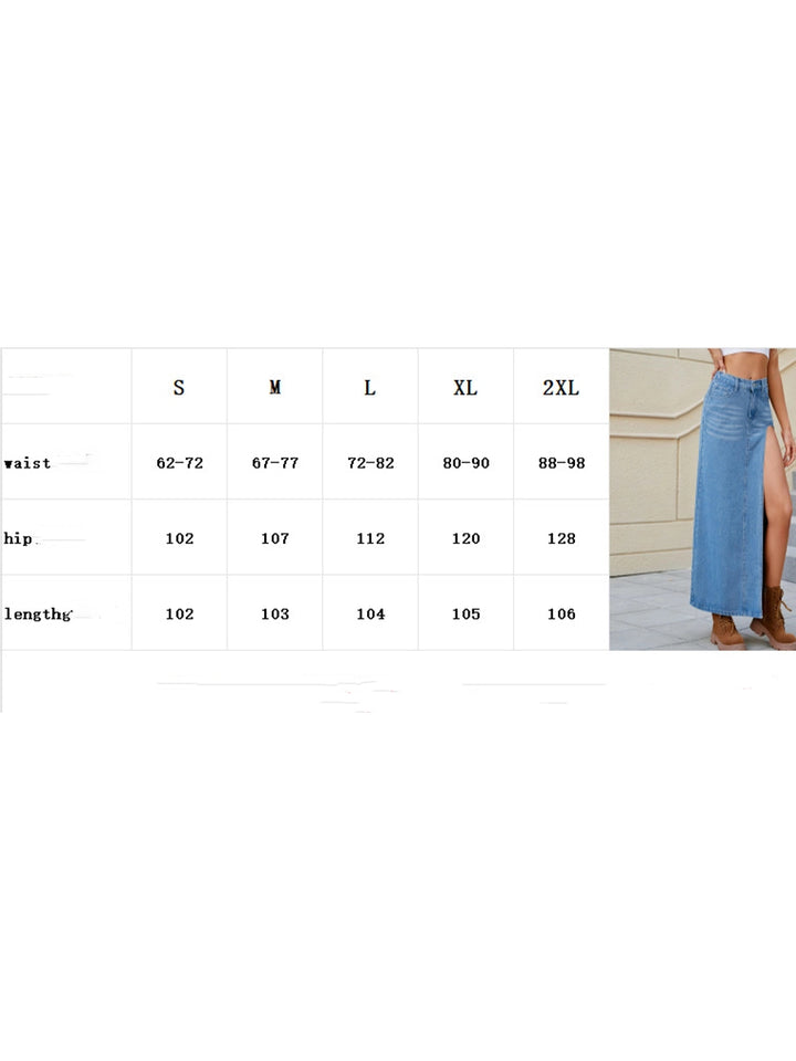 "The Middle" High Slit Denim Skirt